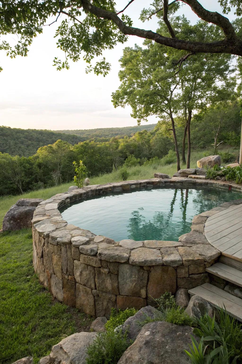 A stone edge introduces rustic charm to your pool area.