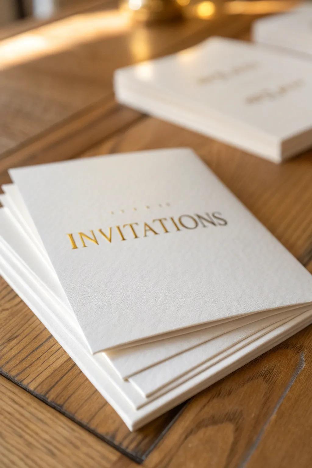 Sophisticated ivory invitations create anticipation for an elegant event.