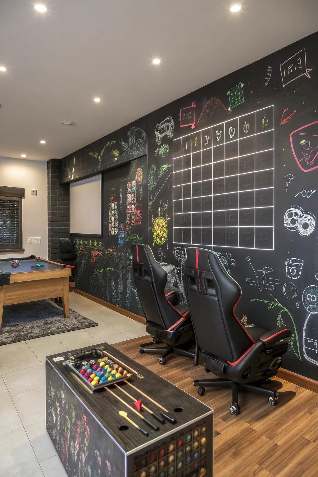 Interactive walls bring a playful touch to any game room.