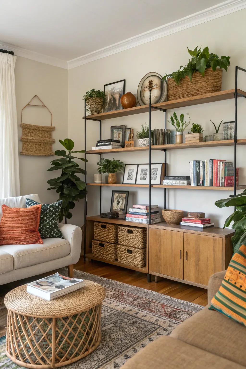 Renter-suited shelves offer fashionable storage and display solutions.