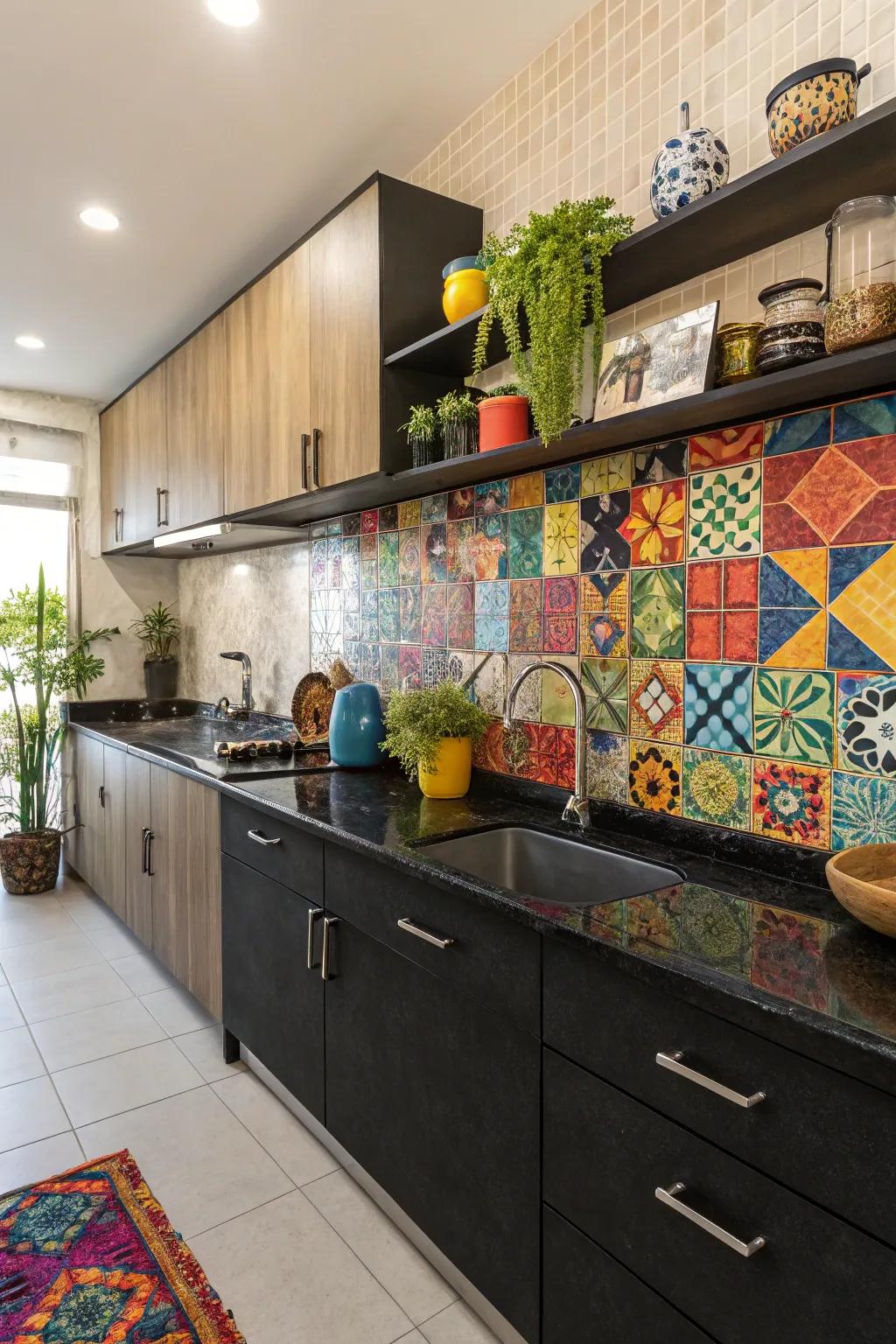 Patterned tiles impart an artistic and vibrant panache to kitchens.