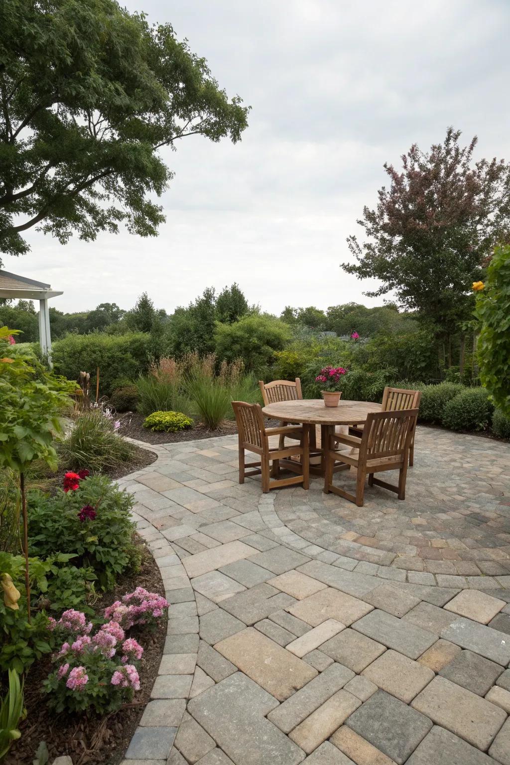Patio tiles present texture and flair