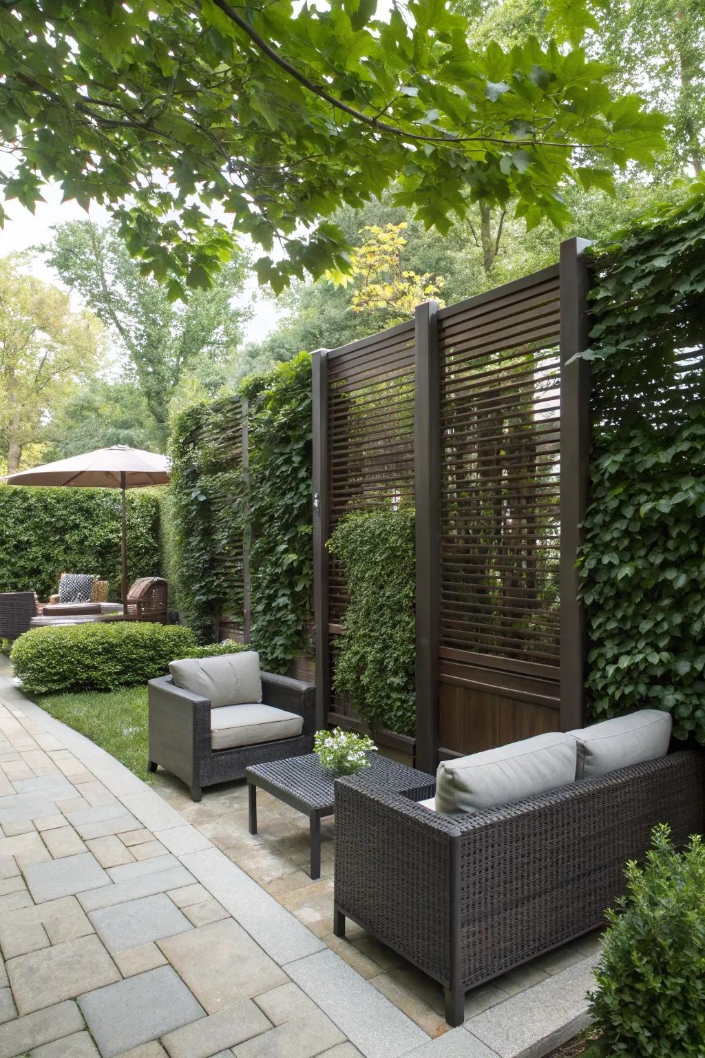 Seclusion screens foster a private retreat.
