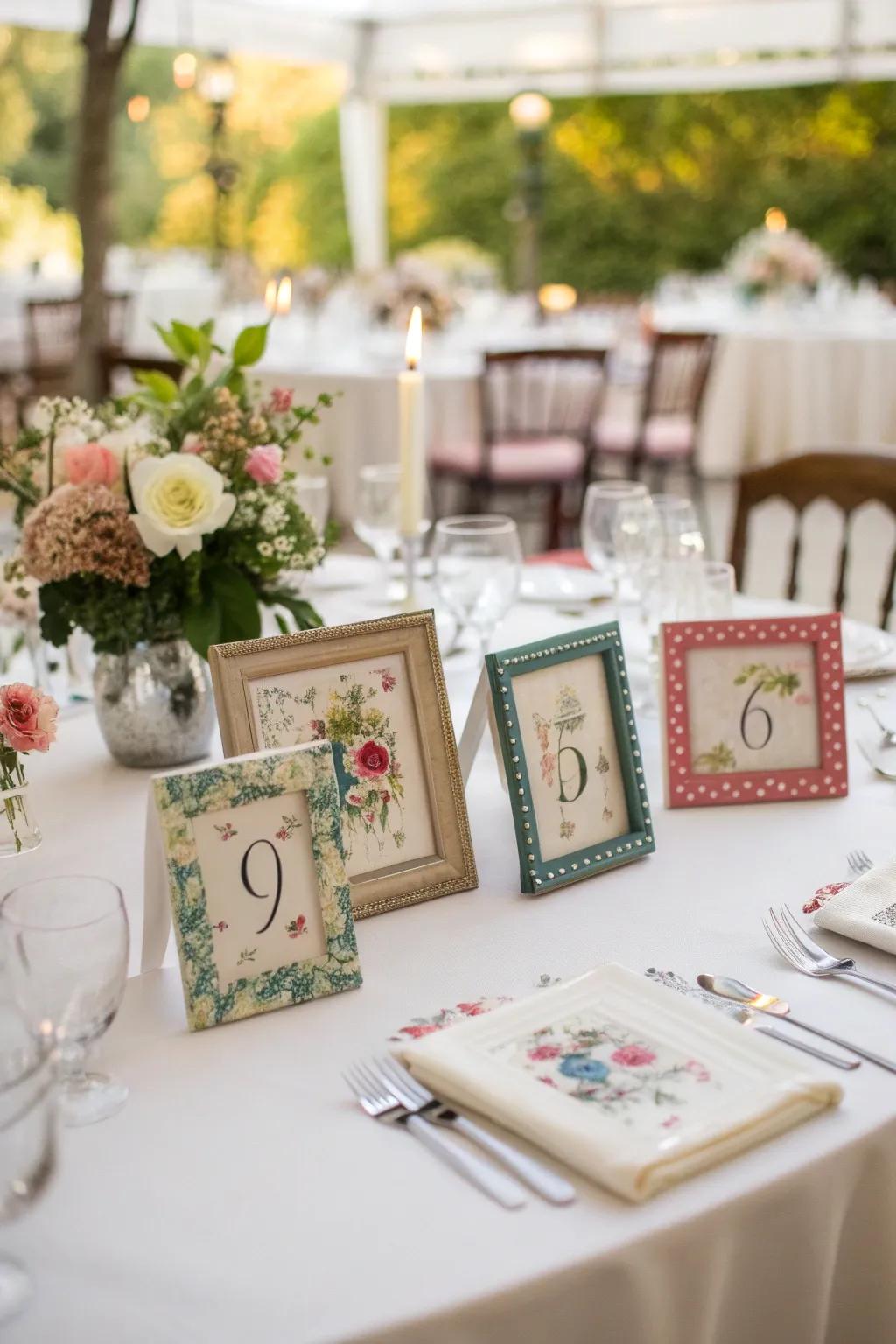 Playful table markers enriching the presentation.
