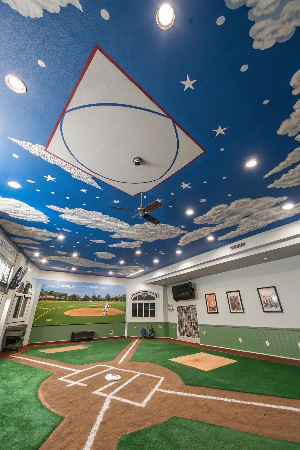 A baseball ground ceiling delivers an enthralling and immersive sensation.