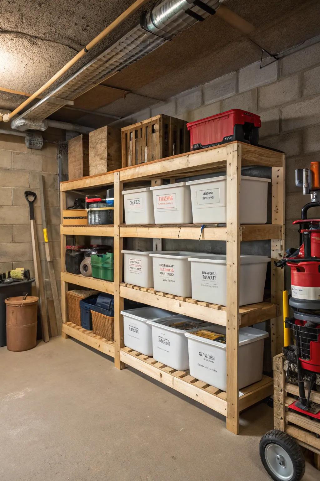 For storage, DIY pallet shelving is a cost-effective and rustic option.