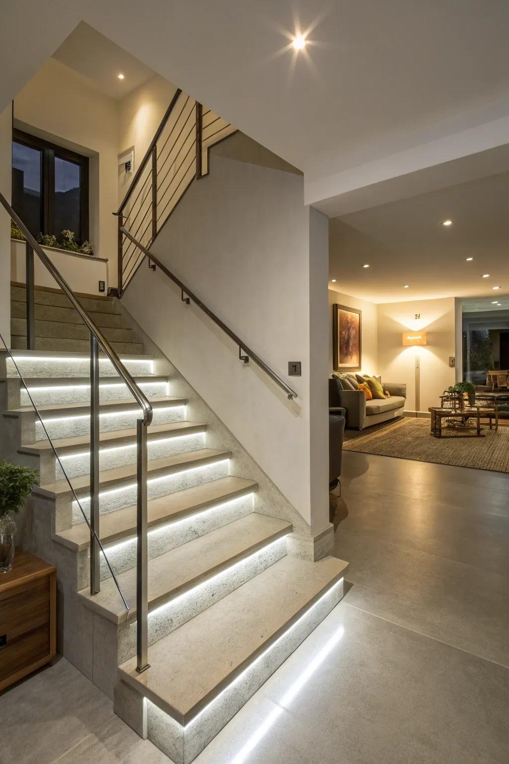 Illumination within balustrades elevates safeguarding and atmosphere.