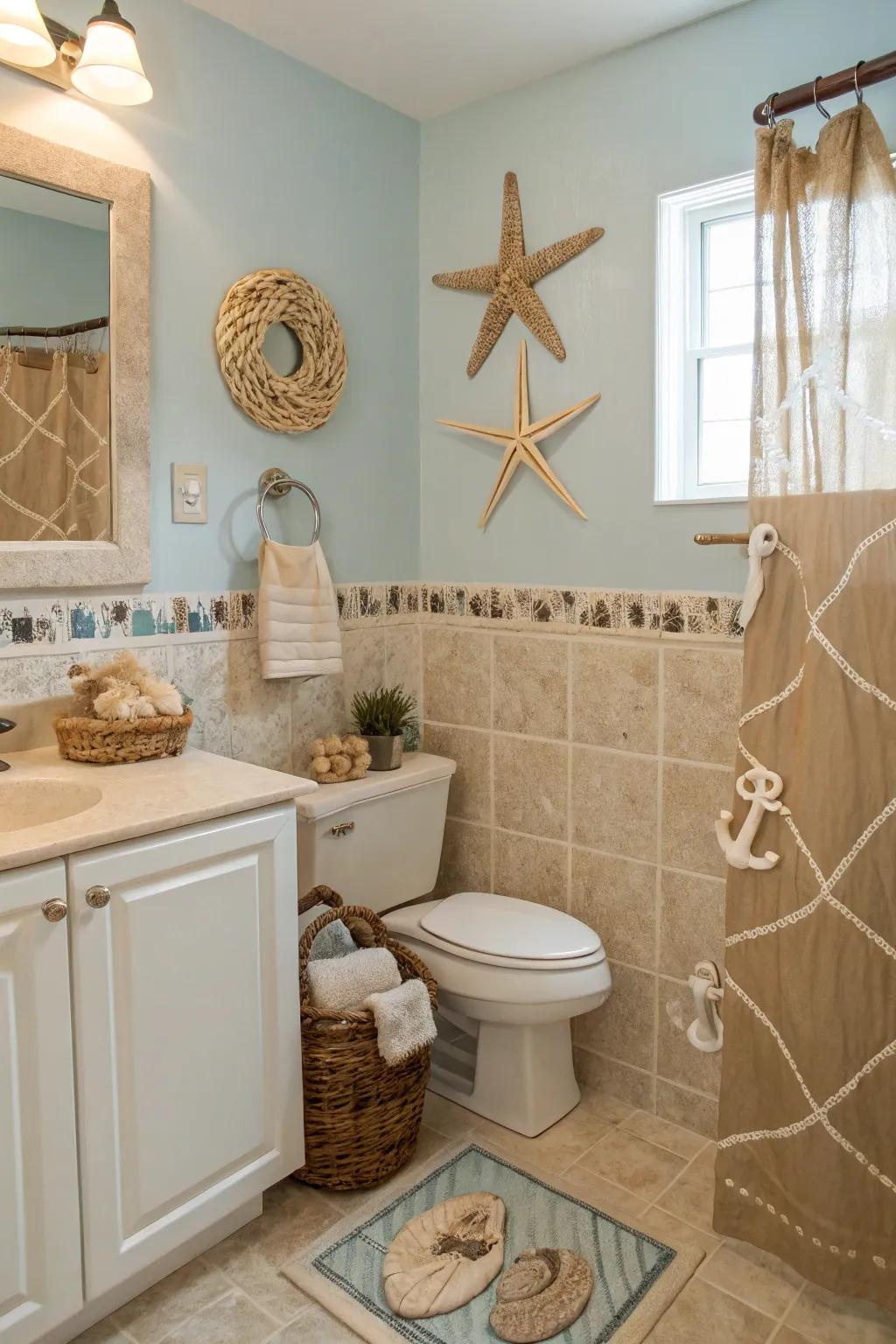 Achieve a cohesive appearance through consistent restroom themes.