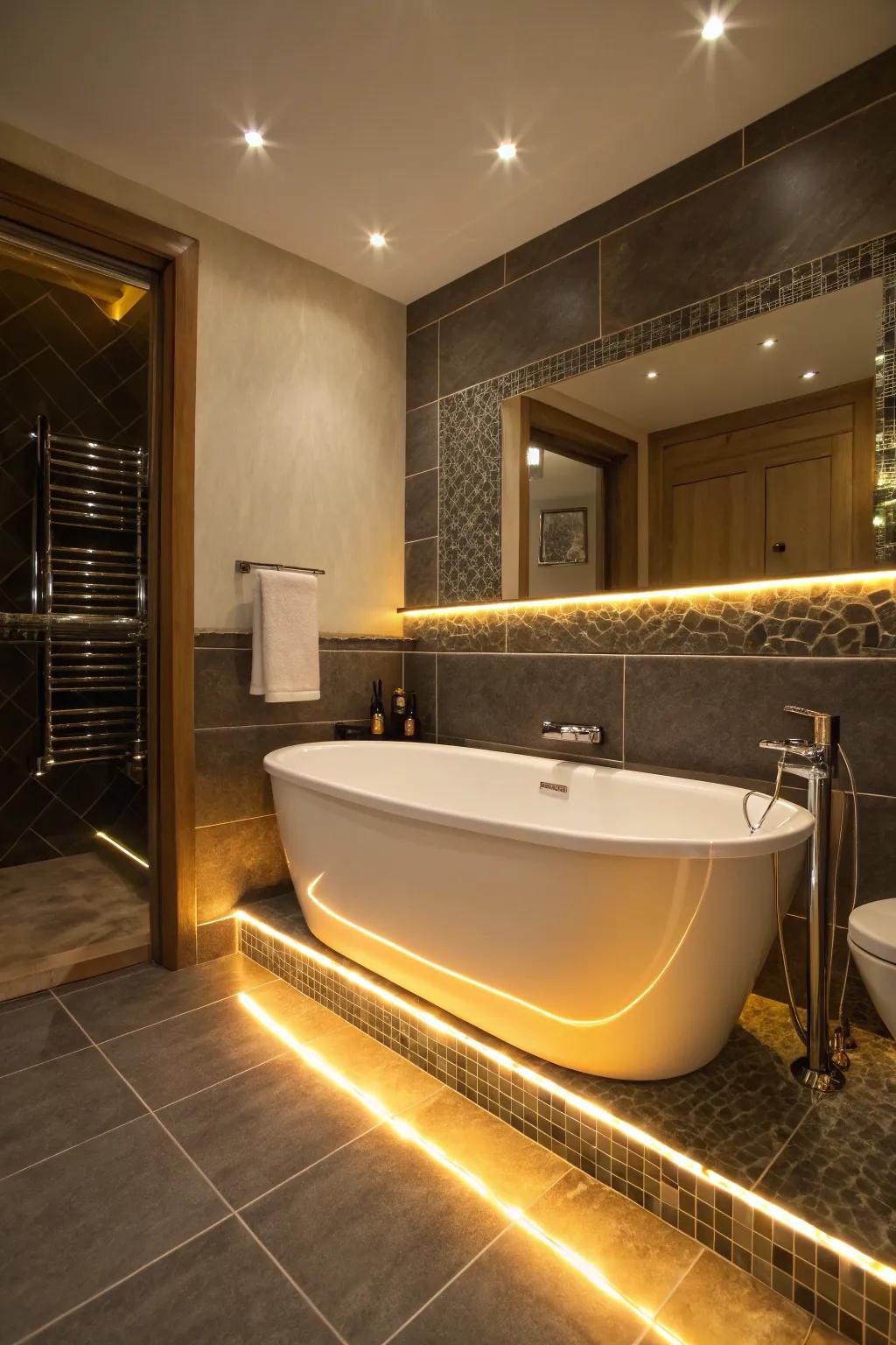 Elevate your bathroom's atmosphere through accent lighting.