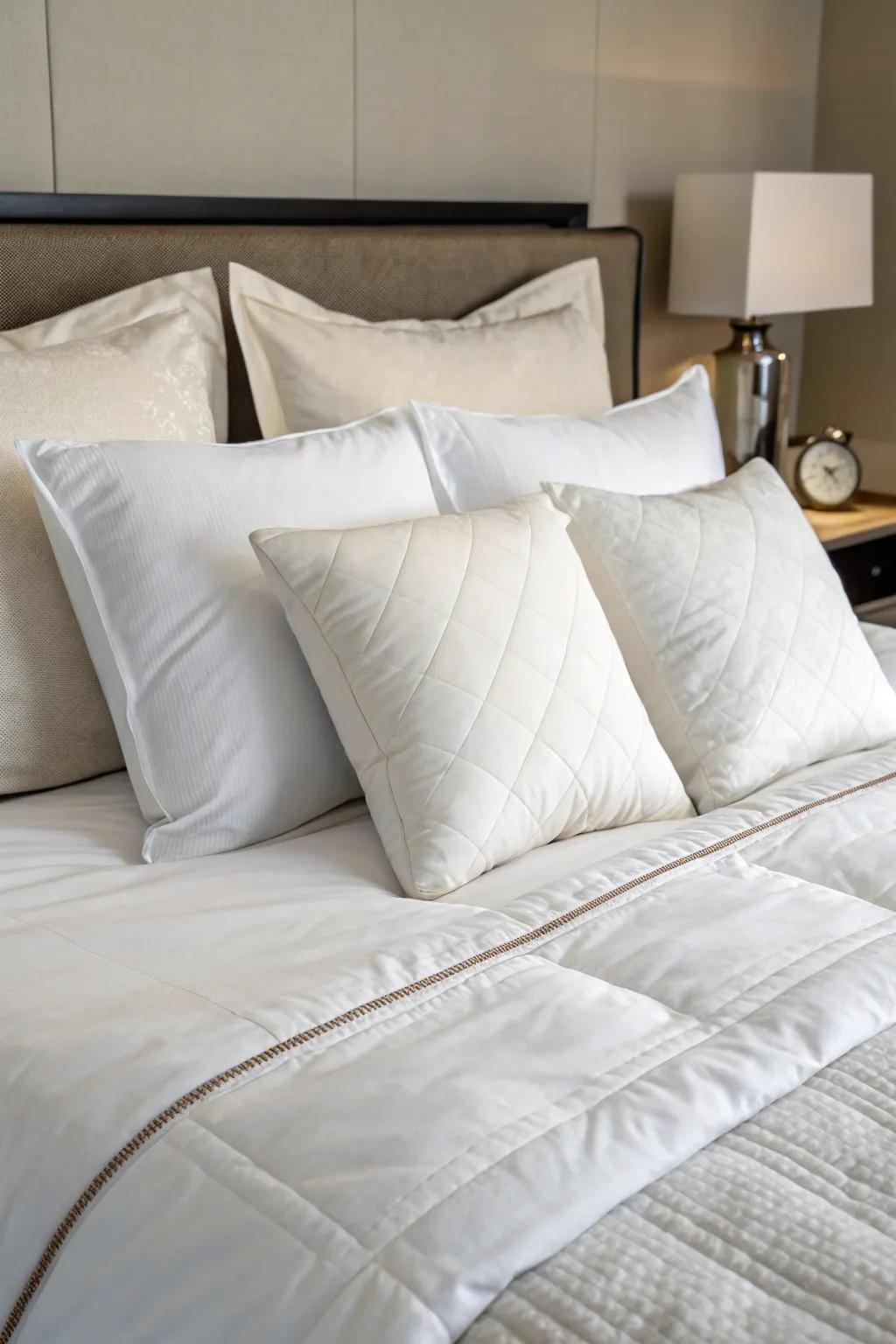 Embrace minimalist class with a streamlined cushion arrangement.