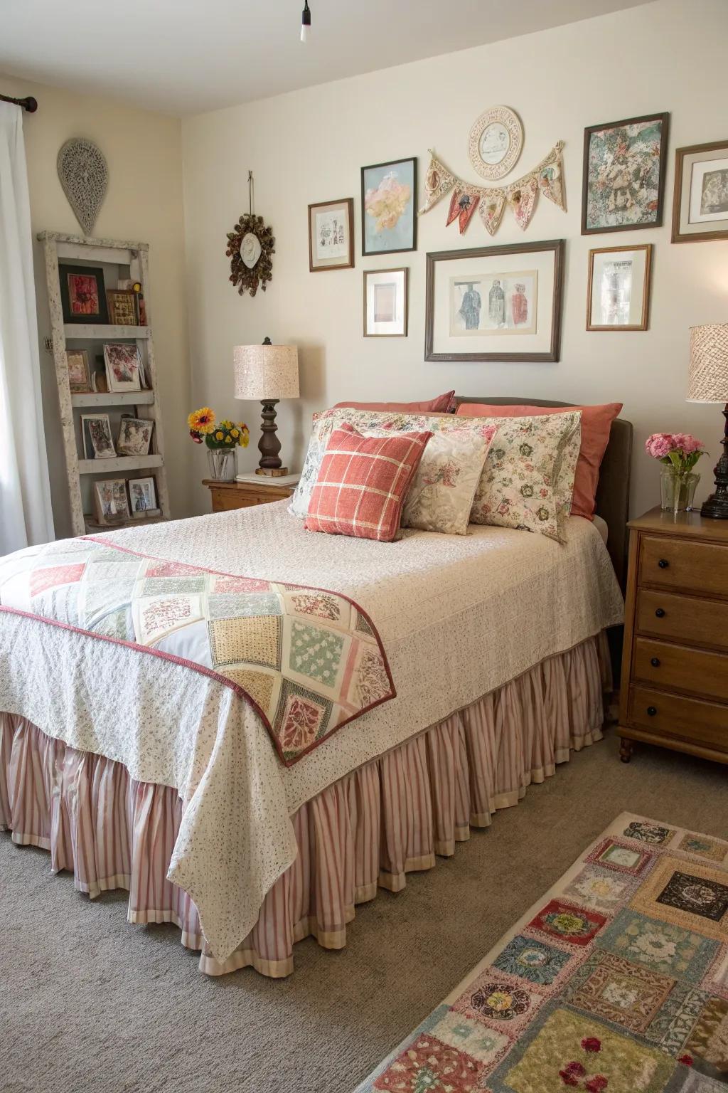 Fusing textiles can engender a distinctive and congruous bedroom aesthetic.