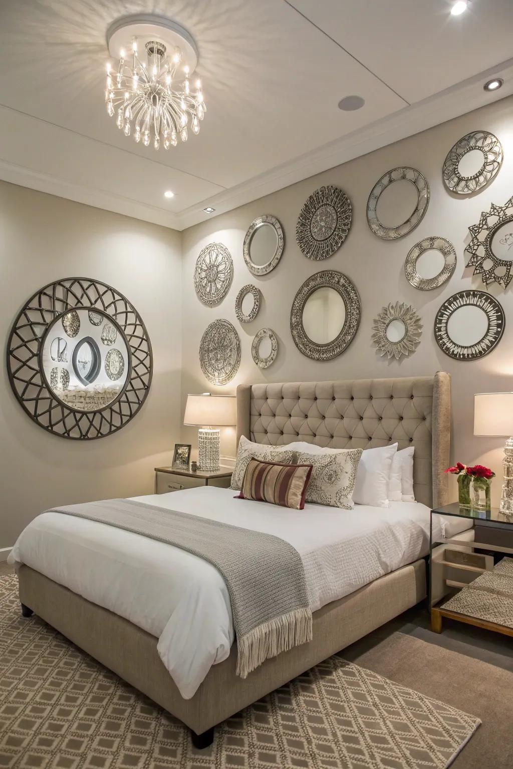 Mirrors maximize illumination and space.