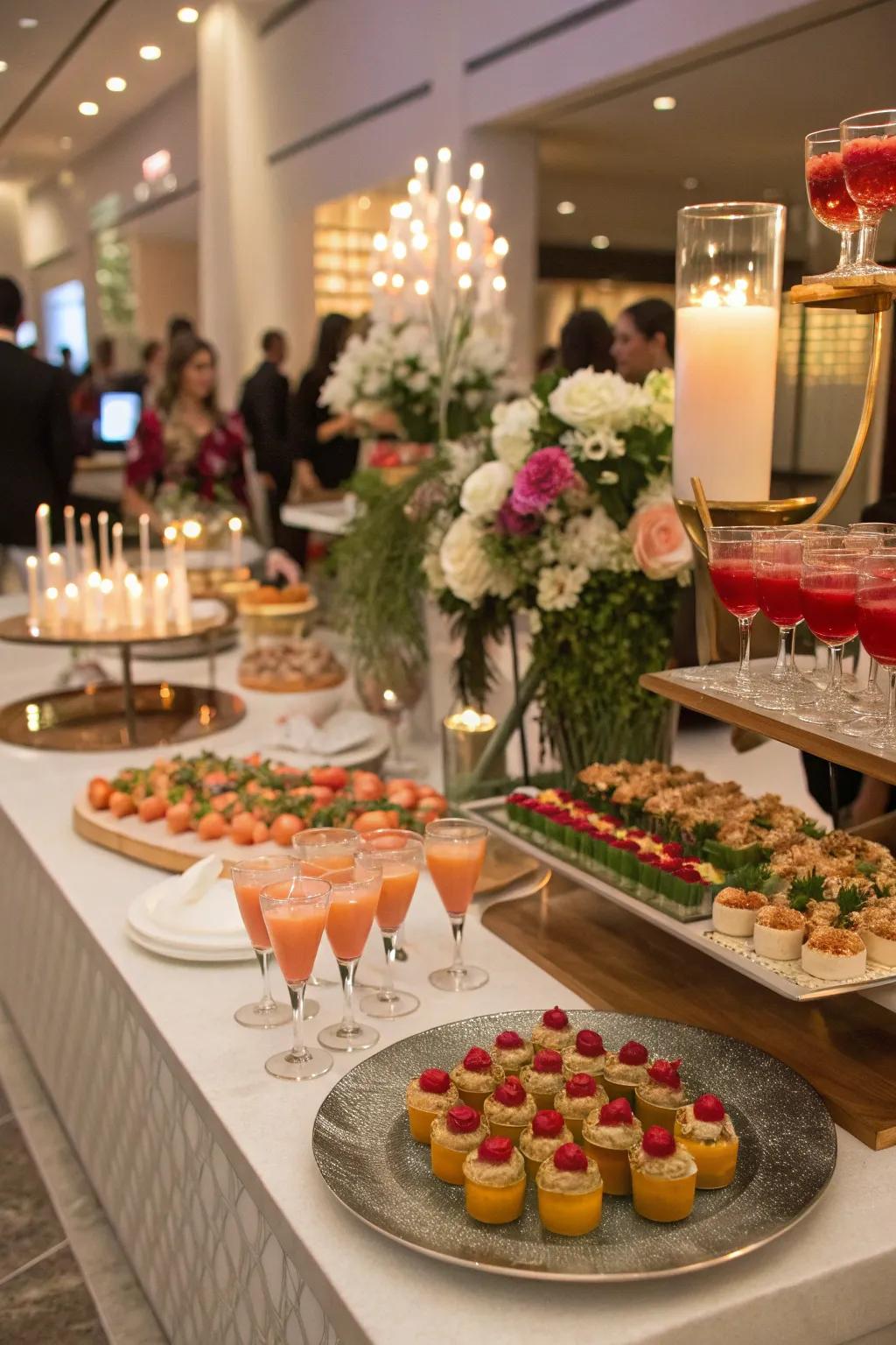 A themed dining station complements the party's aesthetic.