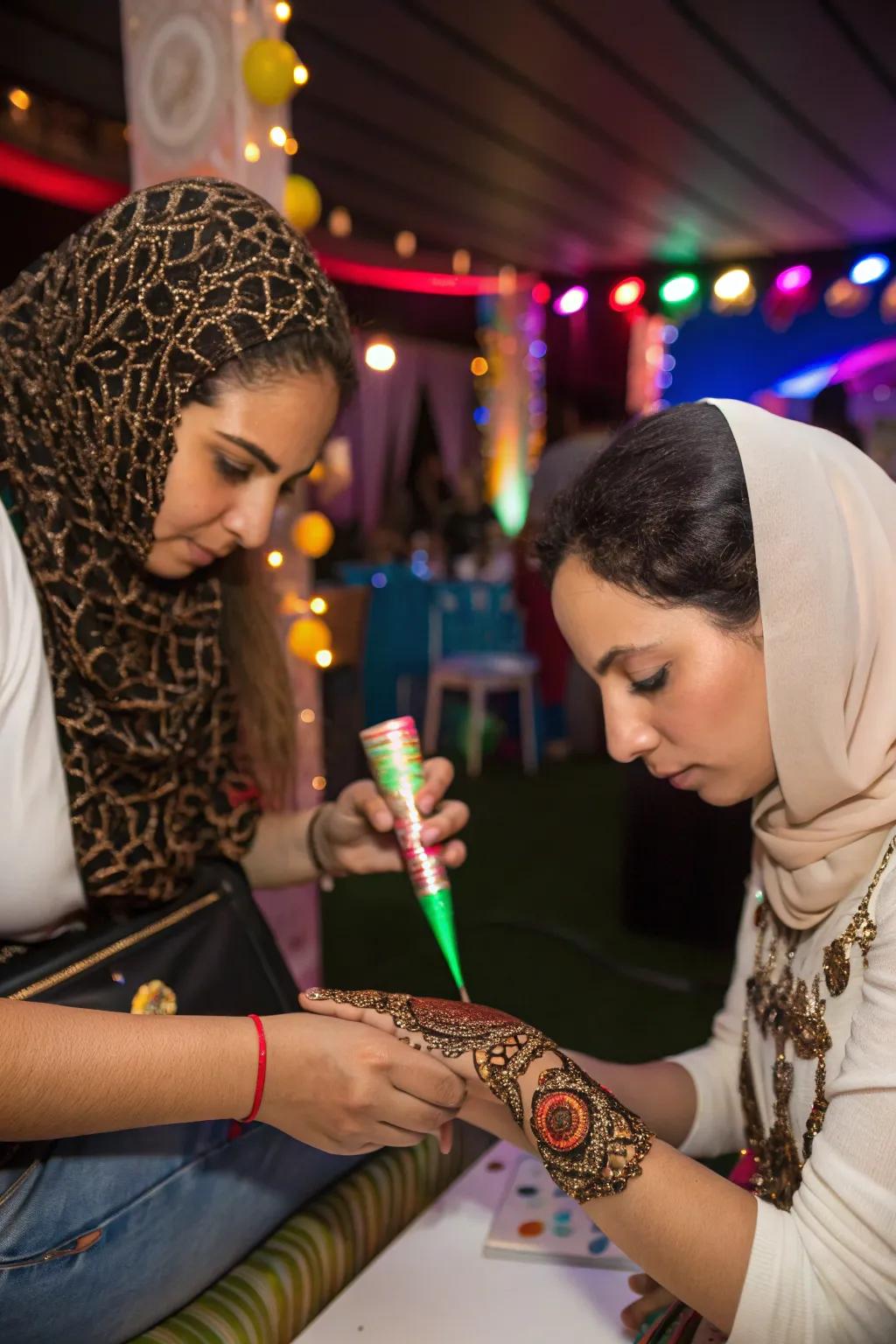 Offer a cultural experience with a henna art station.