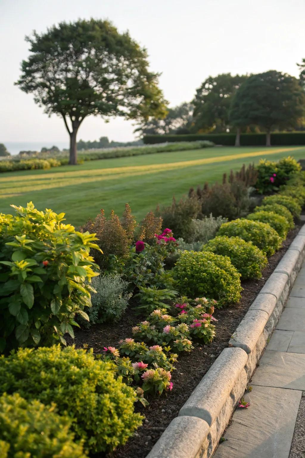 Pristine and tidy garden border showcasing low-growing flora.