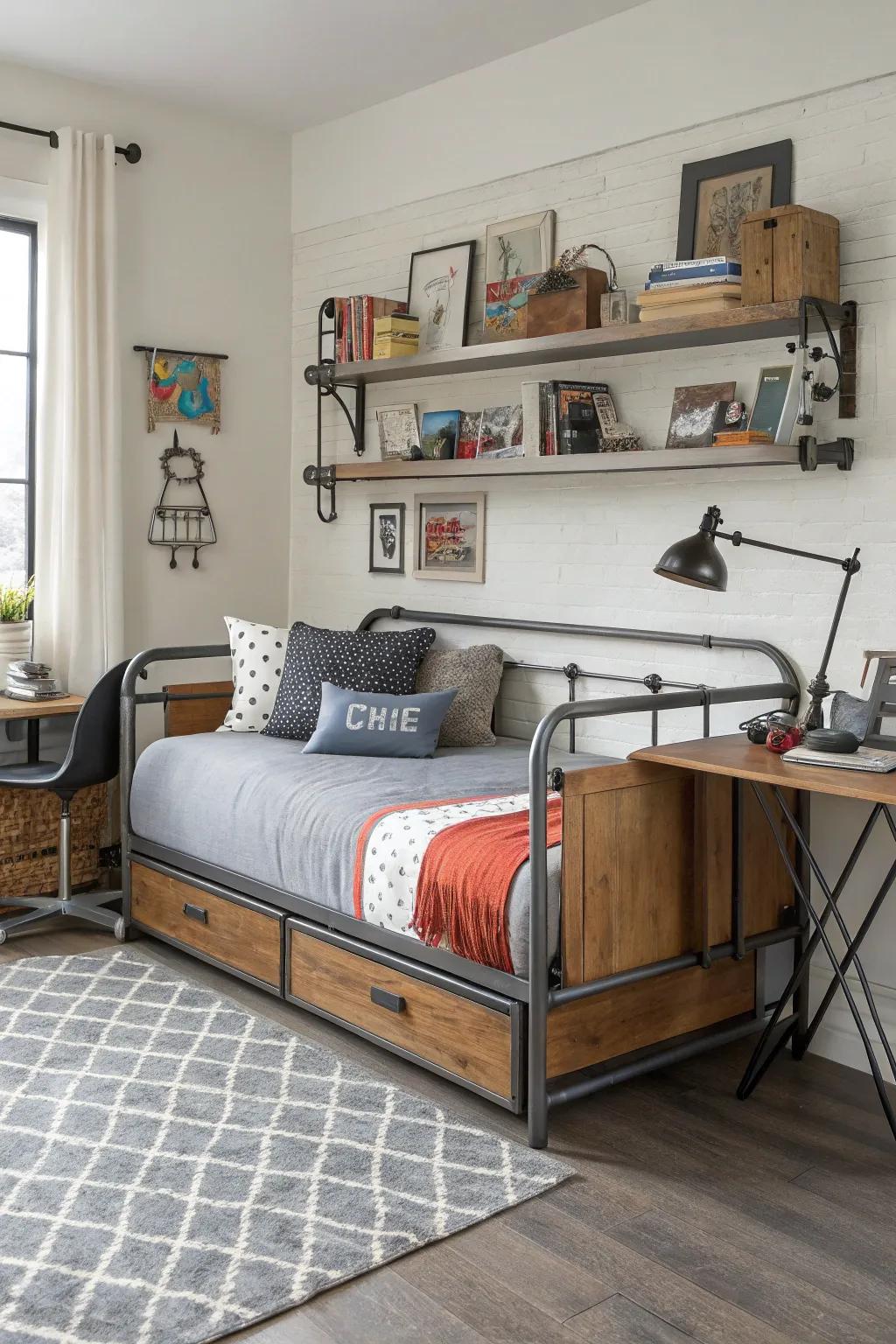 Realize a robust and trendy appearance through an urban chic daybed.