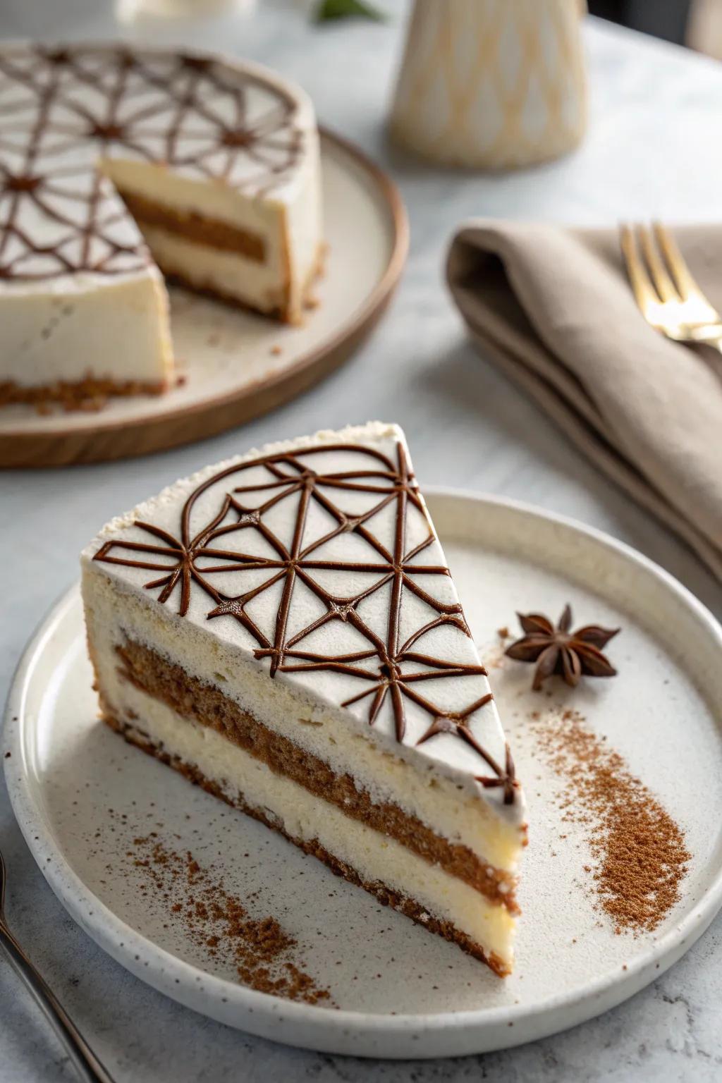 Symmetrical designs add a contemporary flair to your dessert.