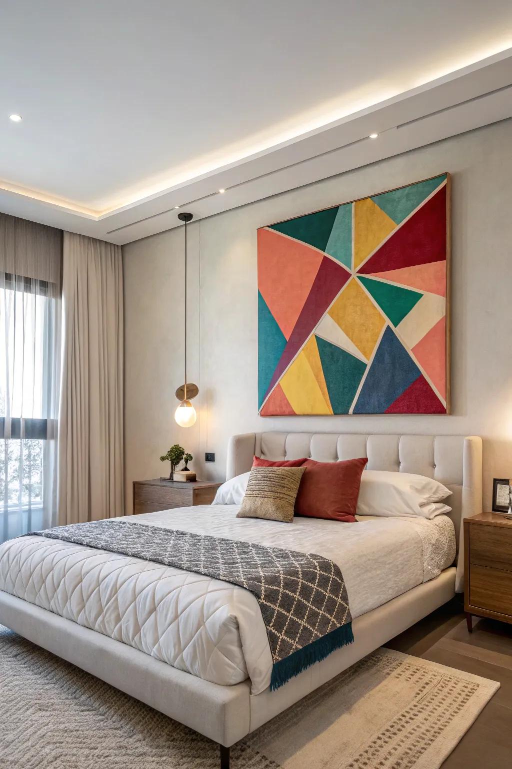 Incorporate contemporary flair with geometric surface art.