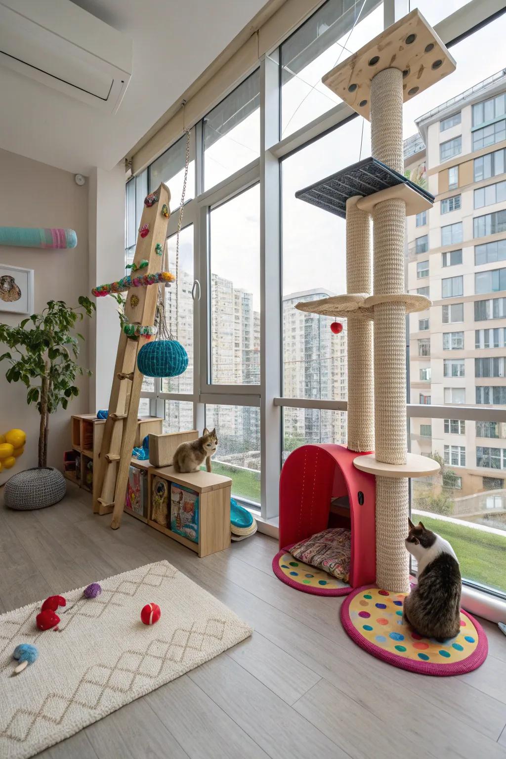 A playful nook designed for active cats.