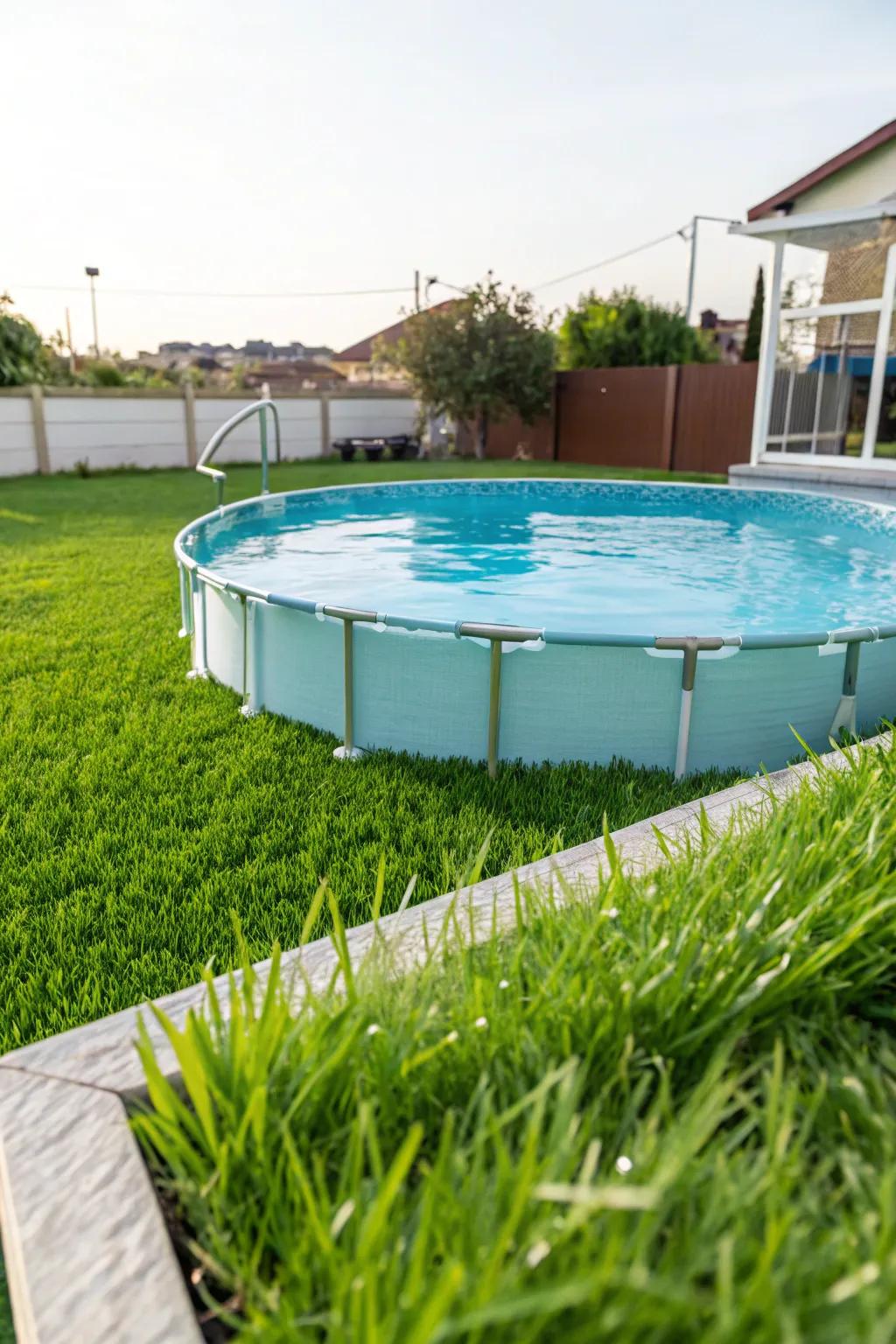 Simulated lawn delivers a verdant, effortless landscape.