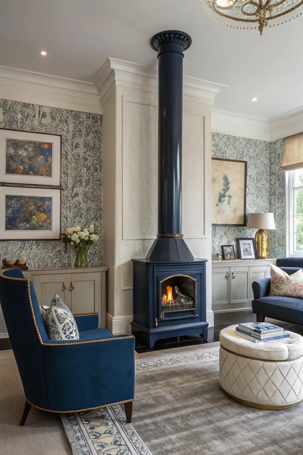 Deep sapphire infuses profundity and refinement, consequently formulating an audacious proclamation across this area.