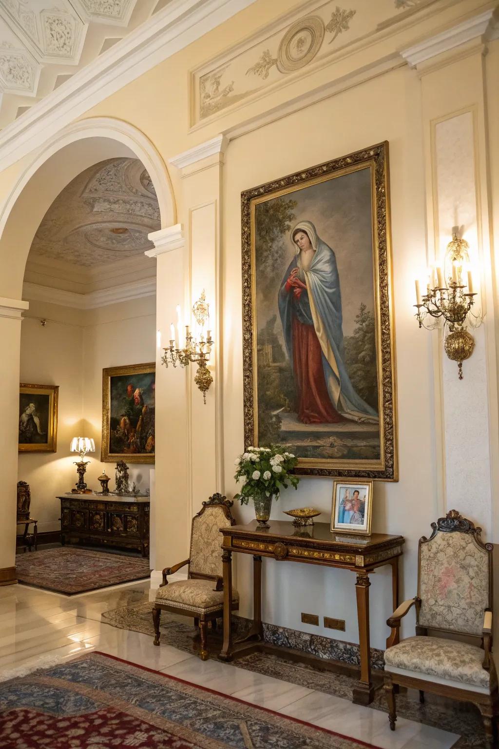 Vintage art enhancing historical elegance in any room.