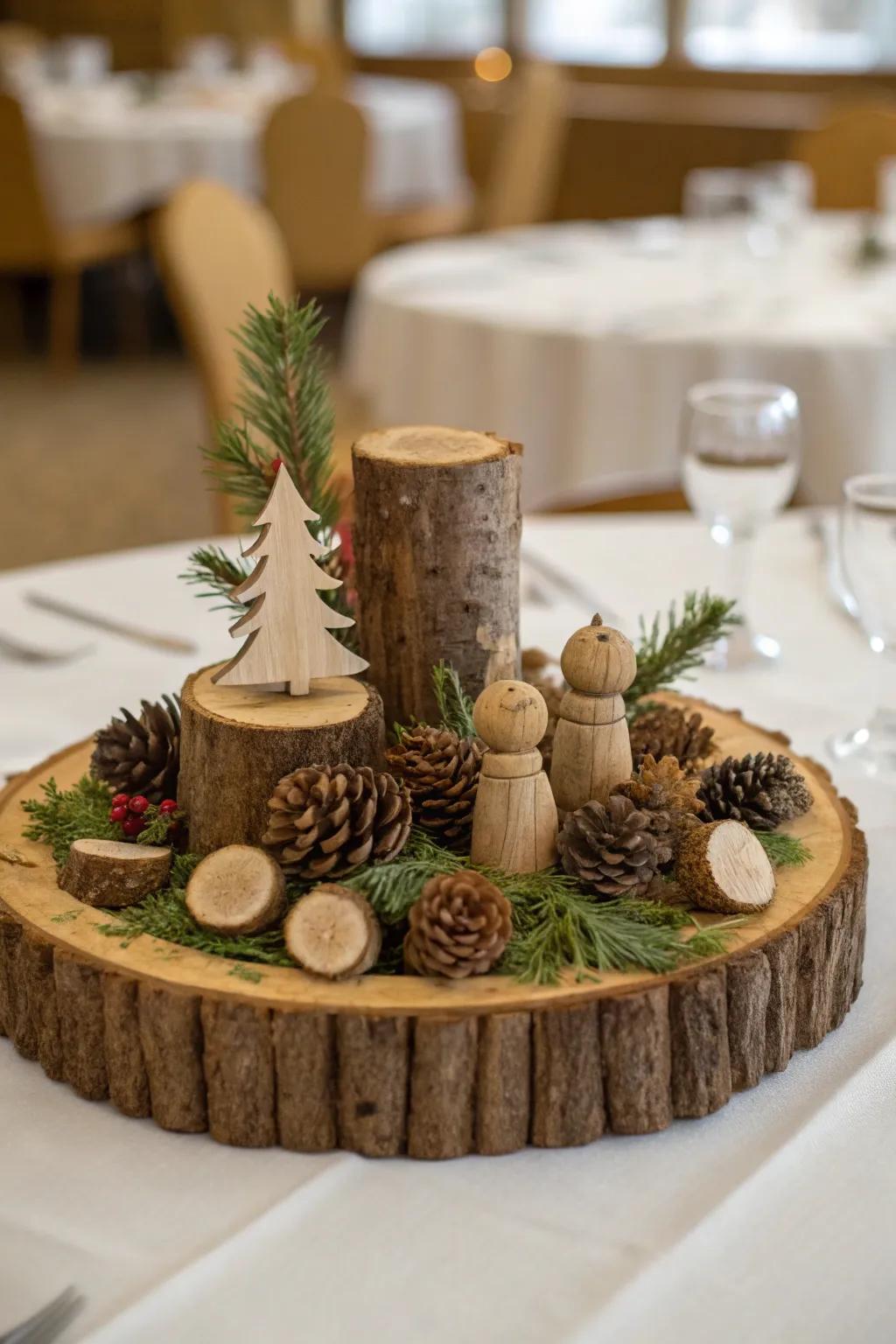 Wooden constituents contribute rustic warmth to the surface.