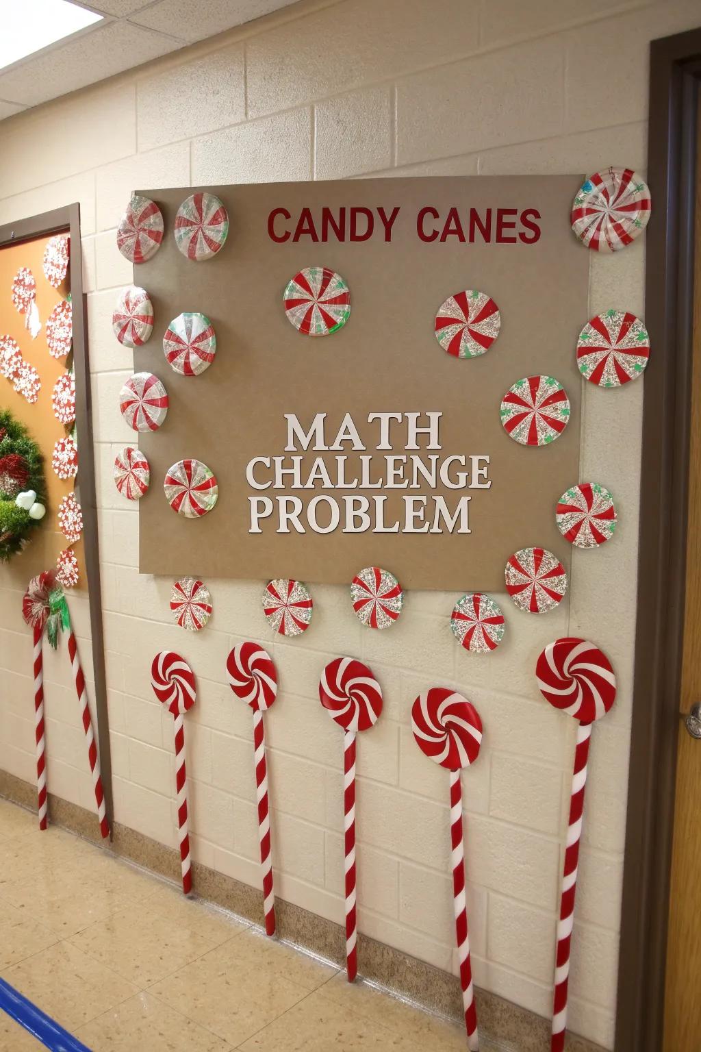 Candy canes bestow saccharinity to mathematics challenges.