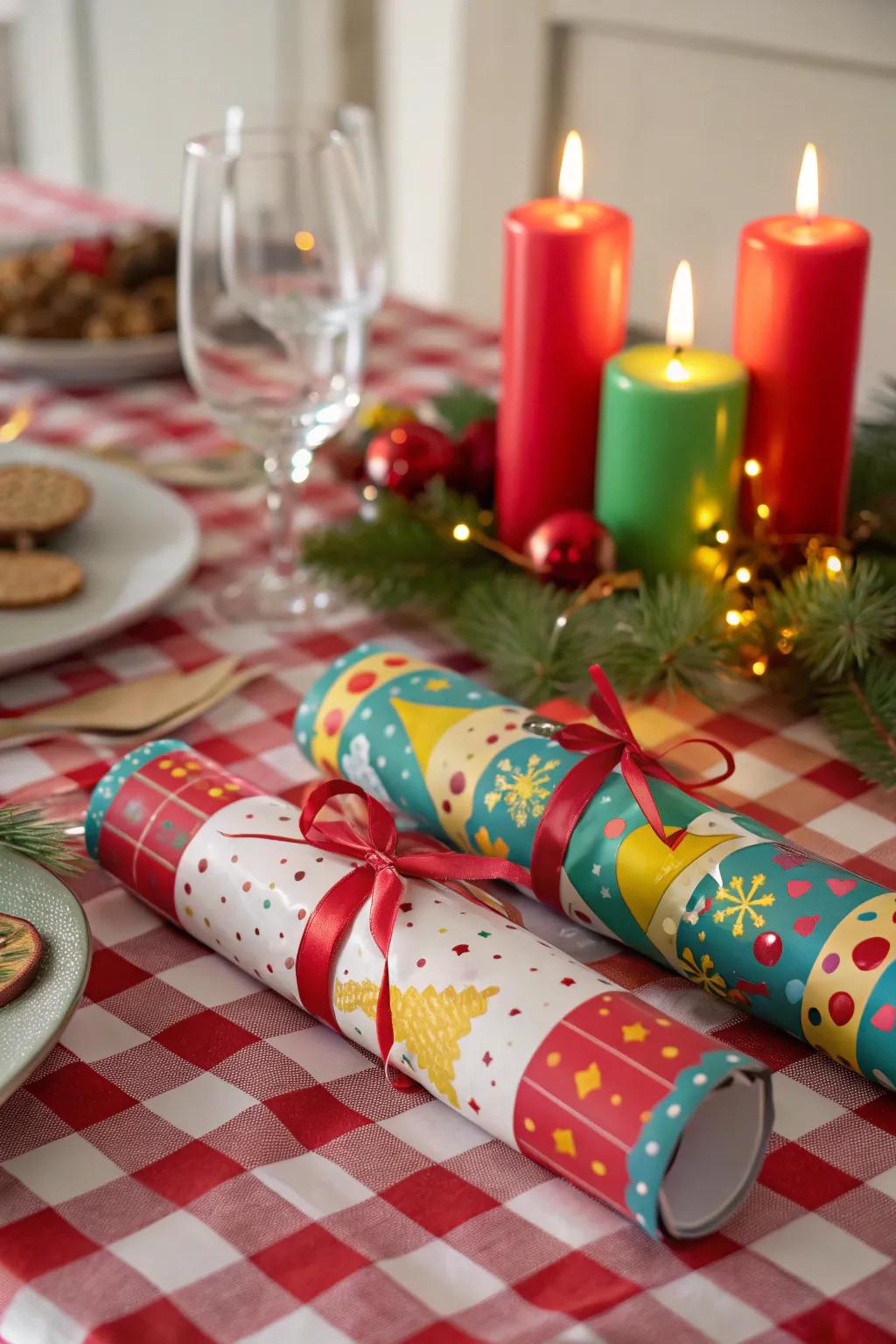 Christmas cracker presents add a surprise and fun to the table.