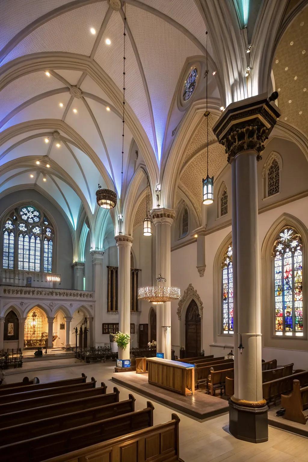 Illumination that heightens architectural splendor and atmosphere.