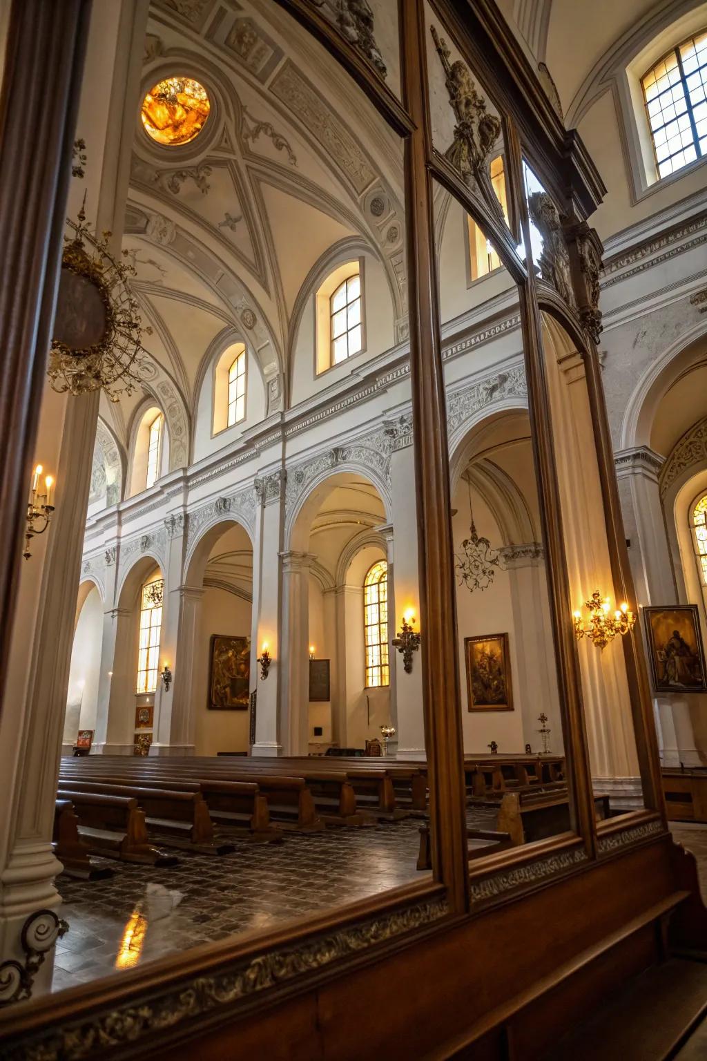 Church interior with strategically positioned panes.