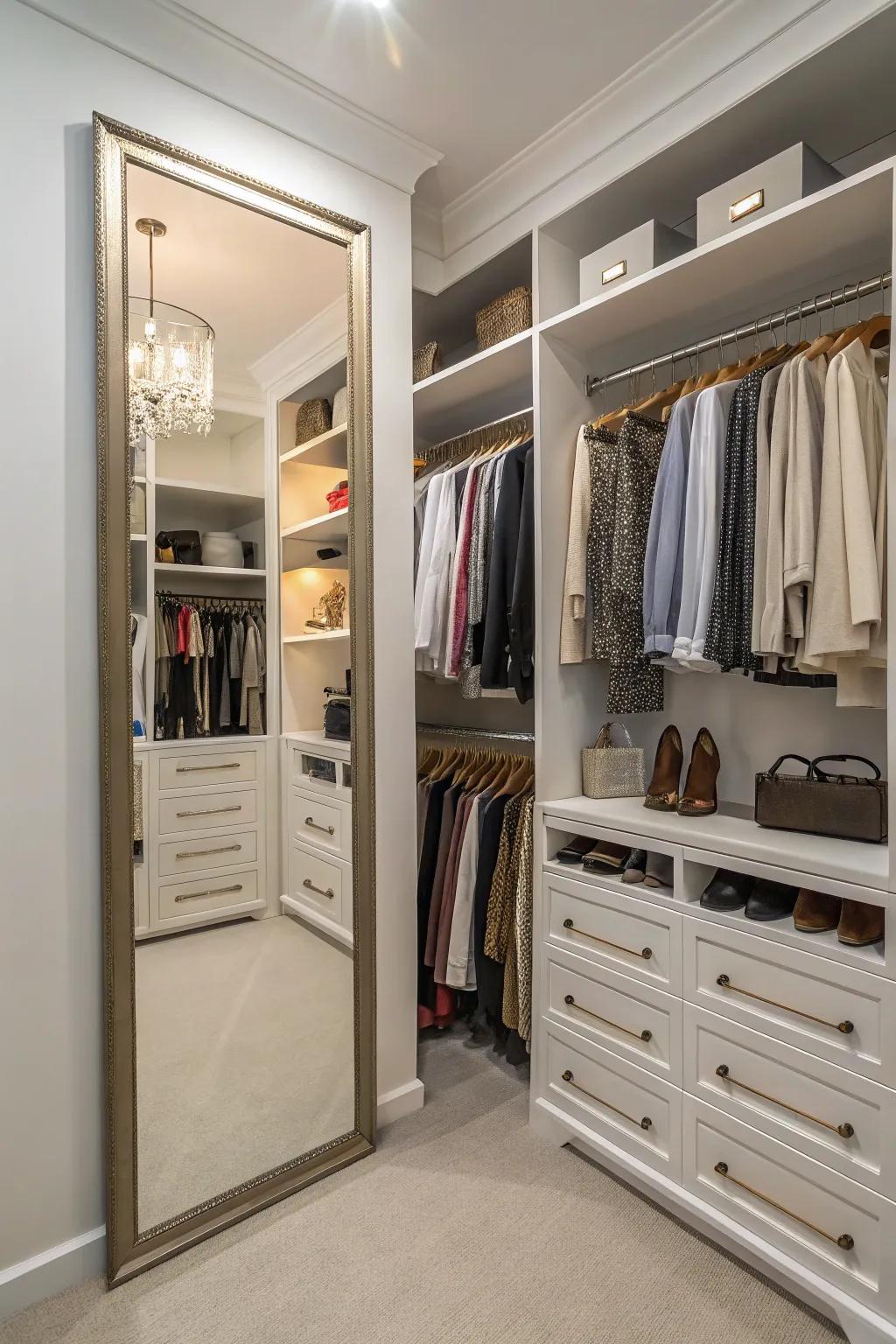 Broaden your space visually through mirrors.