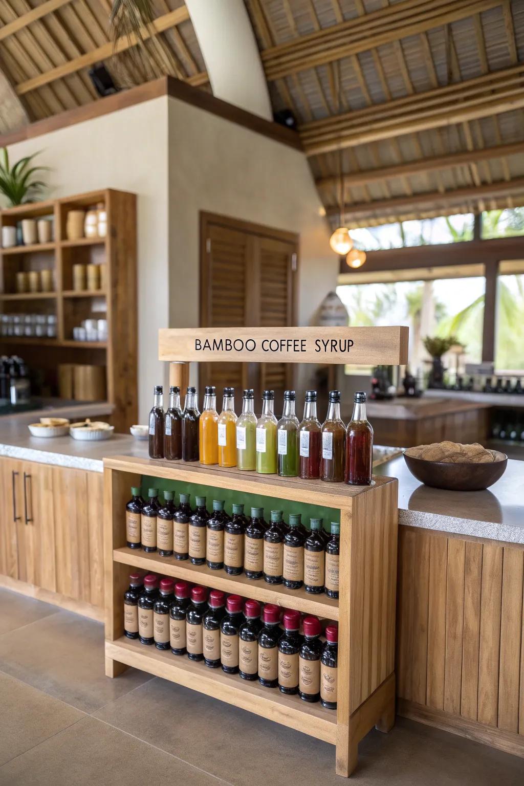 Bamboo stand for a sustainable and warm coffee nook.