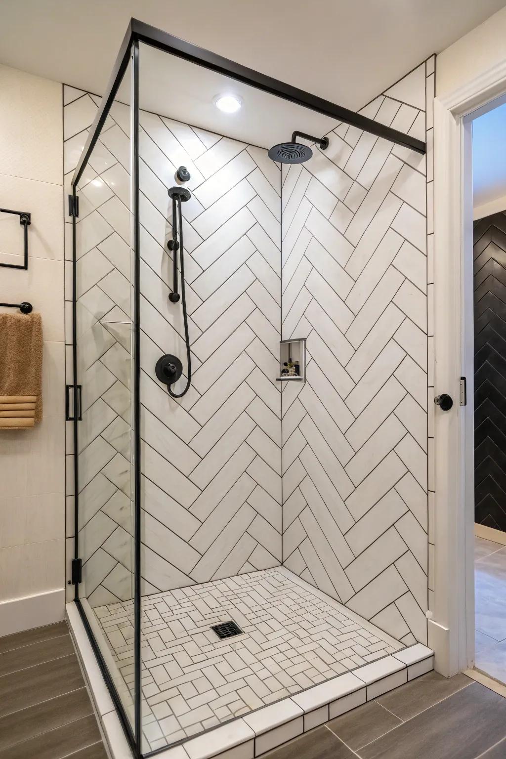 Angled square configurations append dynamic motion to your shower.