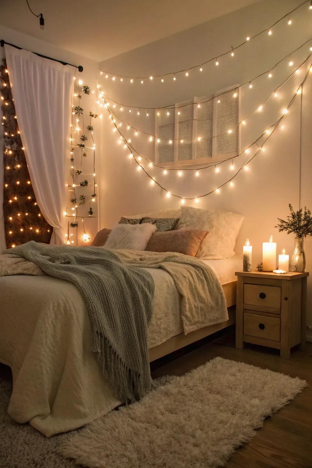 Gentle illumination casting a magical glow over the space.