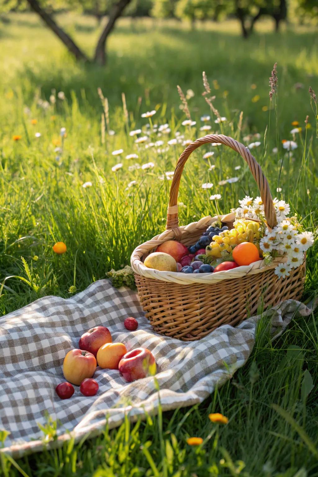 Interlaced outdoor baskets transform outdoor dining into a delightful experience.