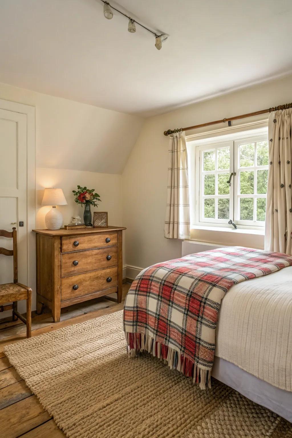 A tidy room with minimal, practical decor elements.