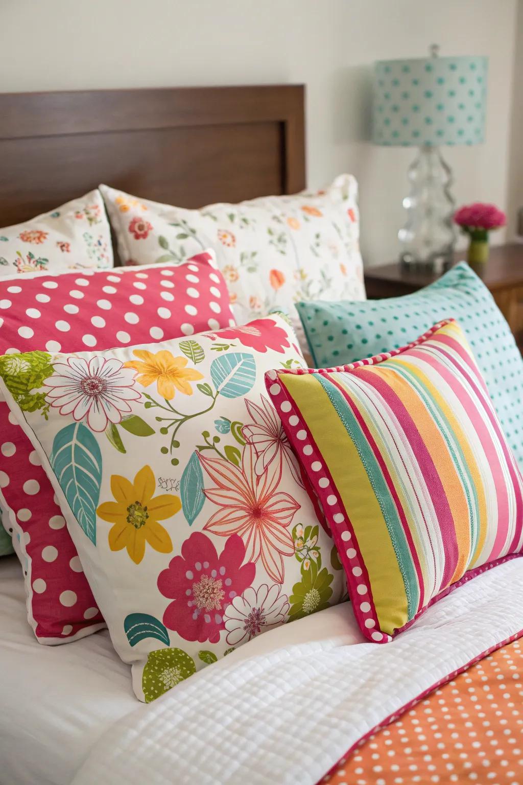 Varied cushions introduce layers of comfort and style to your bed.