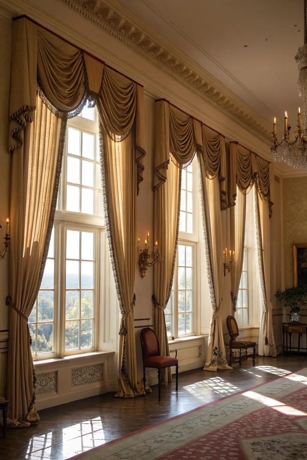 Valances introduce a decorative flourish and elegantly conceal hardware.