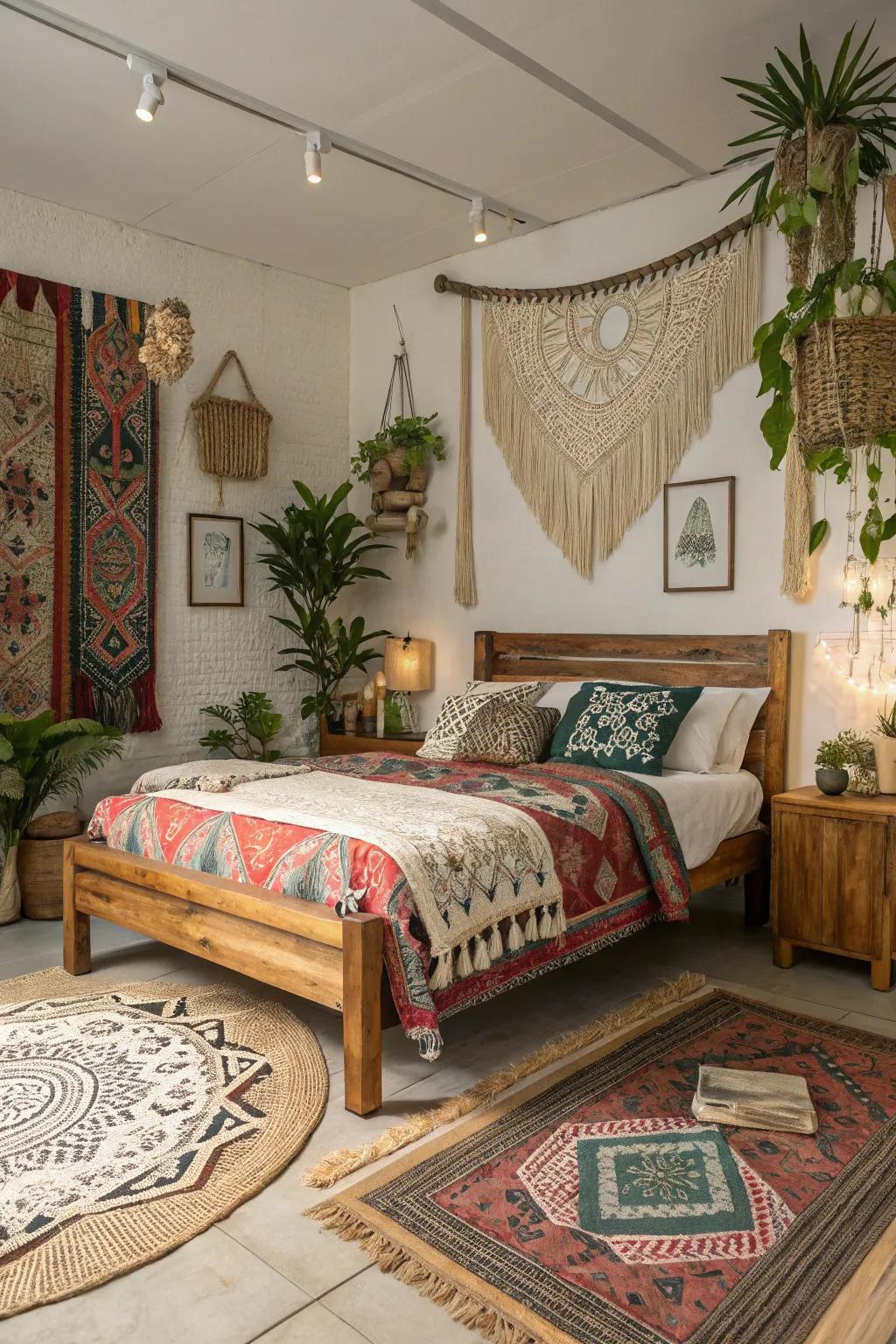 A bohemian-themed chamber imbued with eclectic allure.