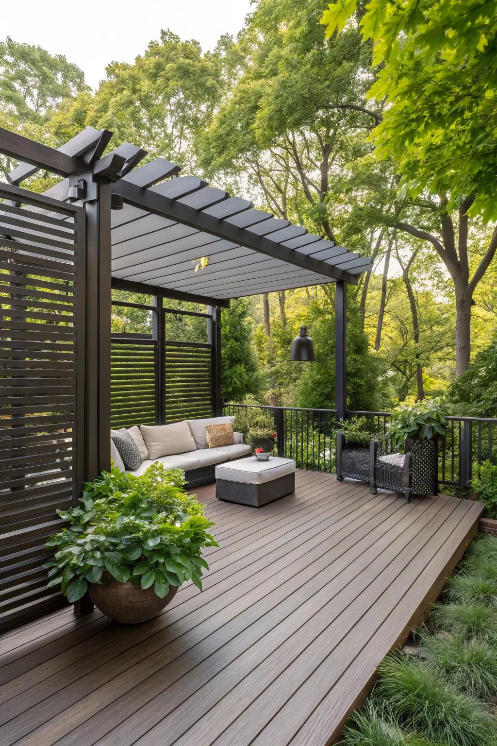 Privacy features craft a secluded outdoor escape.