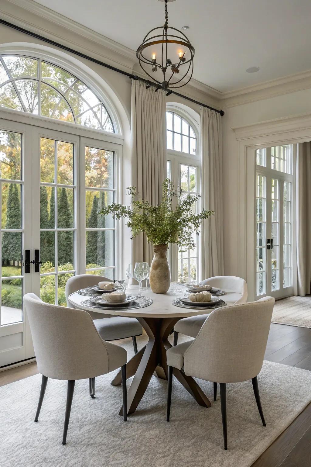 Contemporary design imparts sleek, modern aesthetics to your dining room windows.