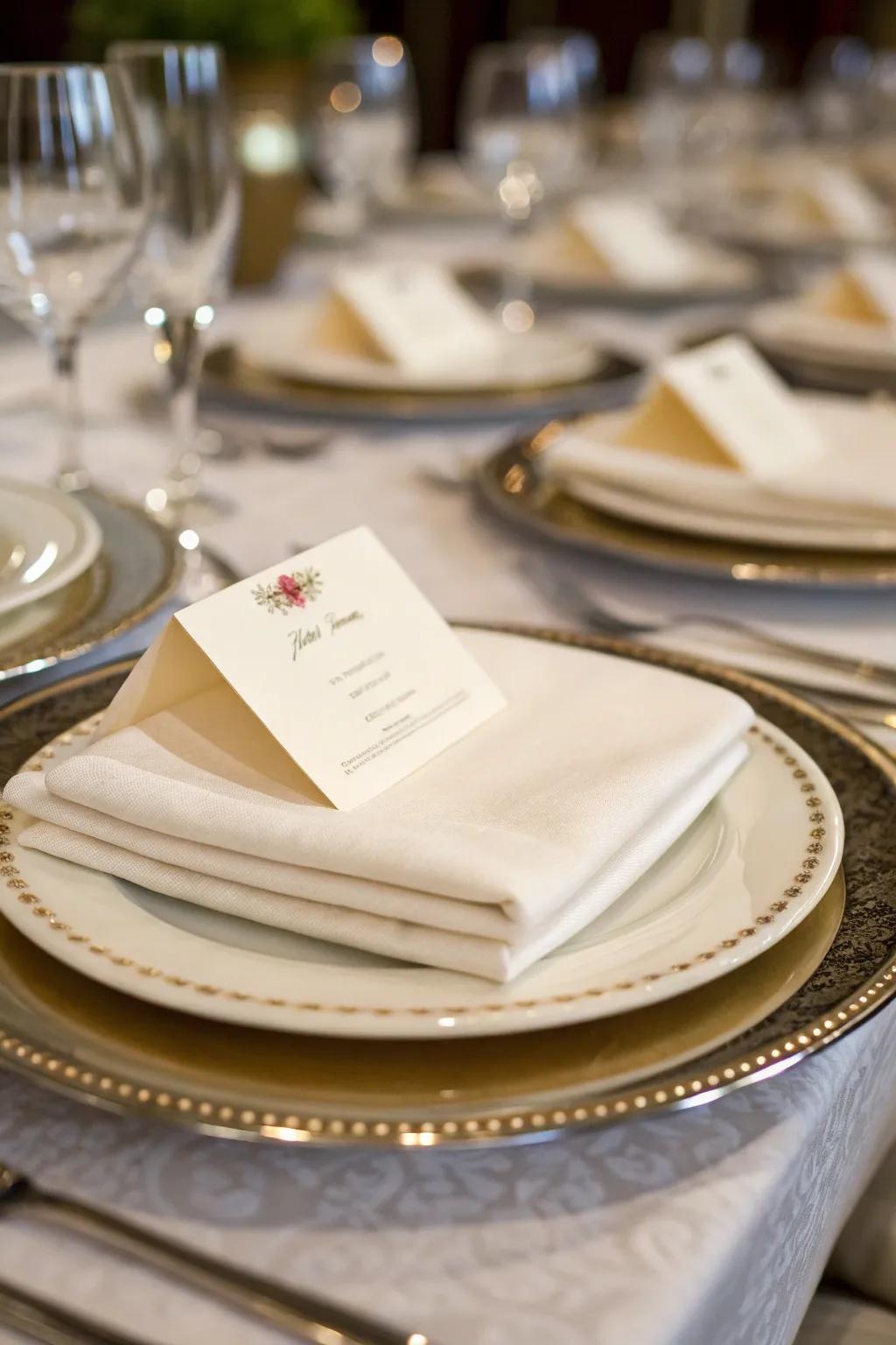 Layered place cards enhance your dining presentation.