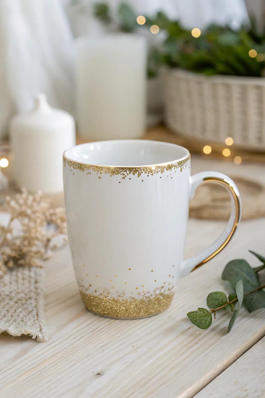 Infuse your holiday mornings with a hint of shimmer via this refined gilded-detailed mug.