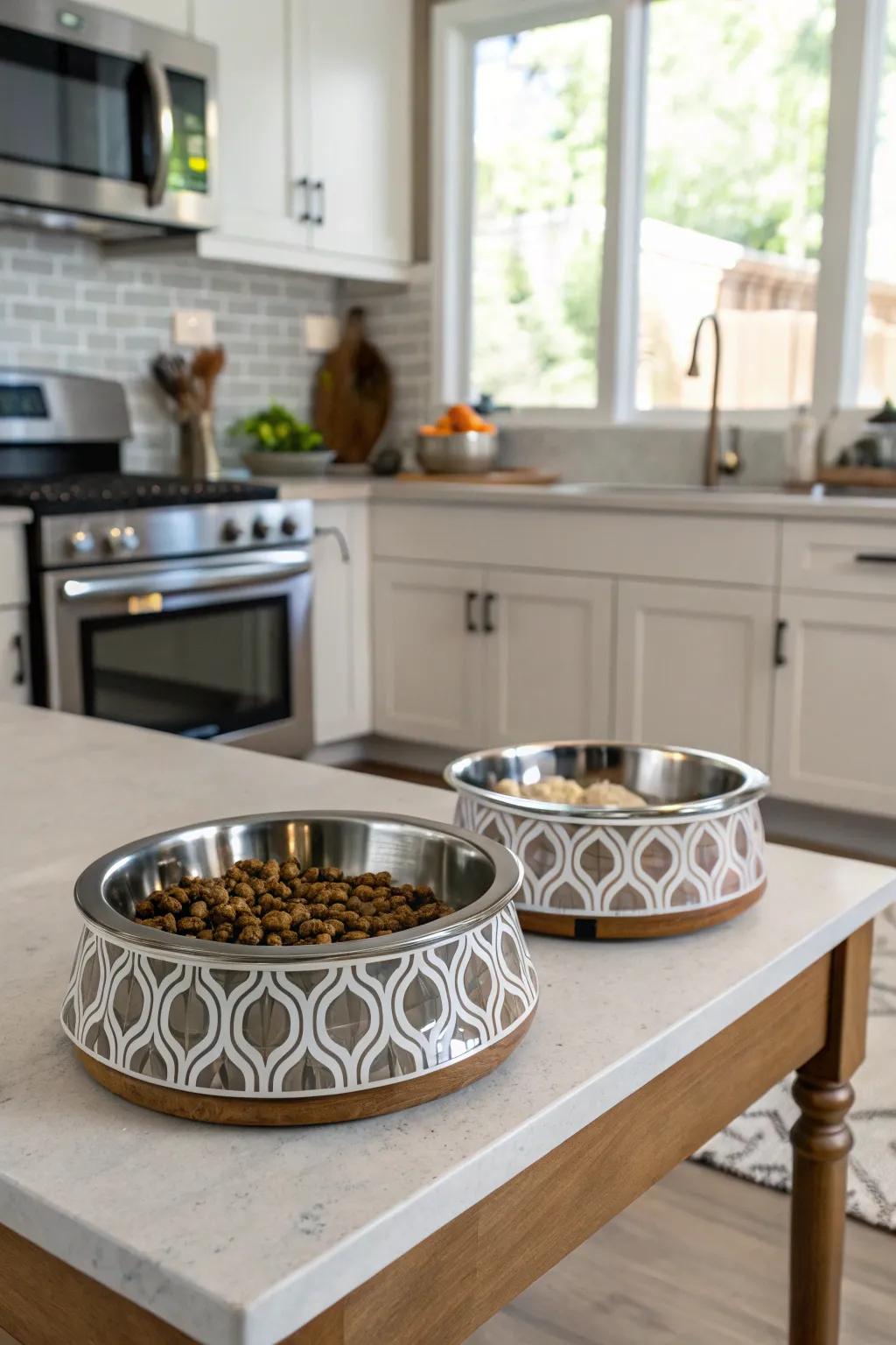 Elevate your kitchen through fashionable pet bowls.