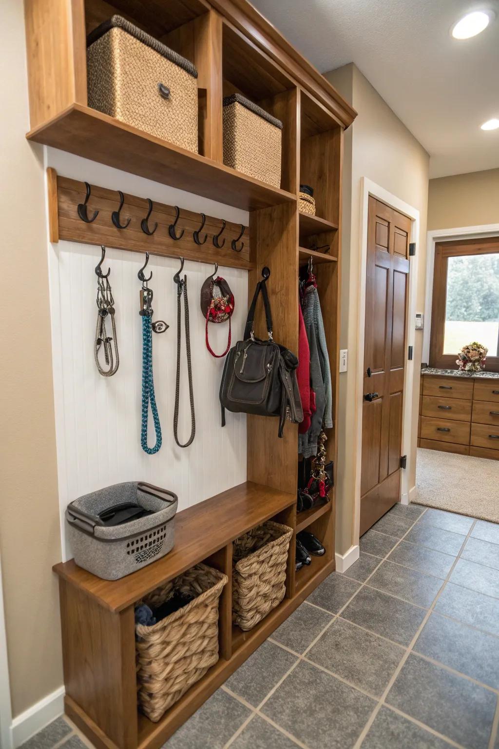 A dedicated space intended for preparing for walks.