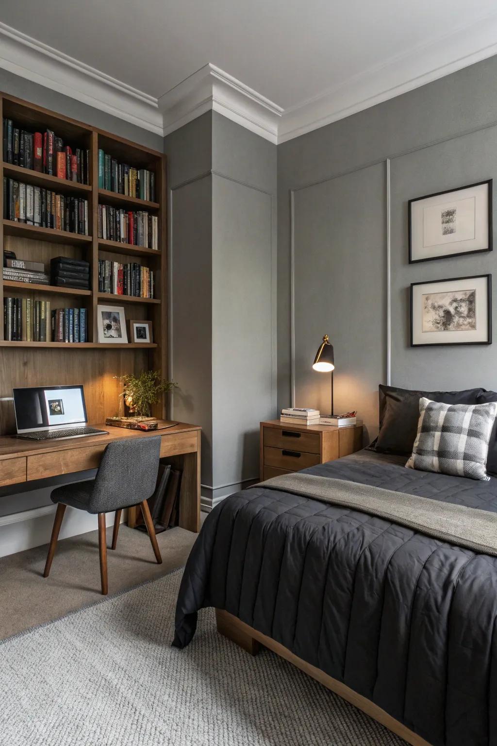 A sophisticated university residence hue scheme featuring subdued and deeper tones.
