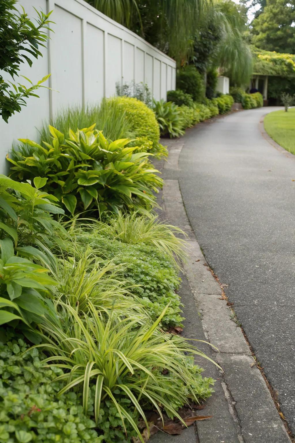 Effortless flora sustains your driveway’s beauty with minimal tending.