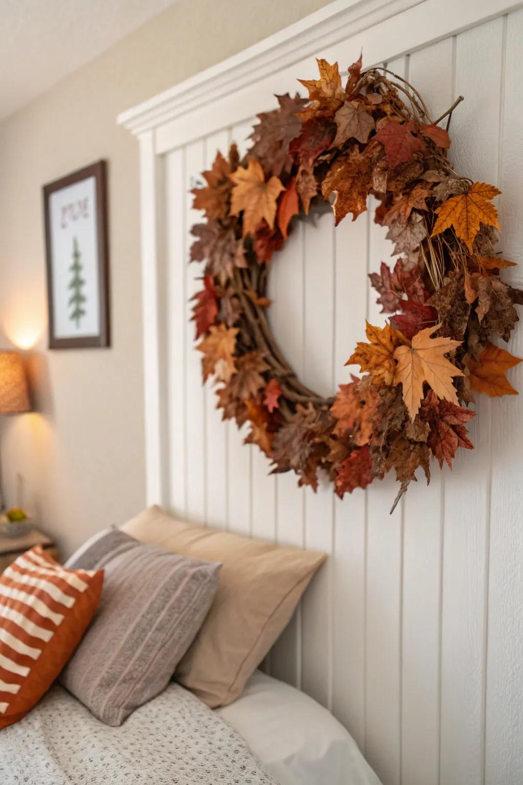 A fall chaplet conveys an outdoor impression to your bedroom.