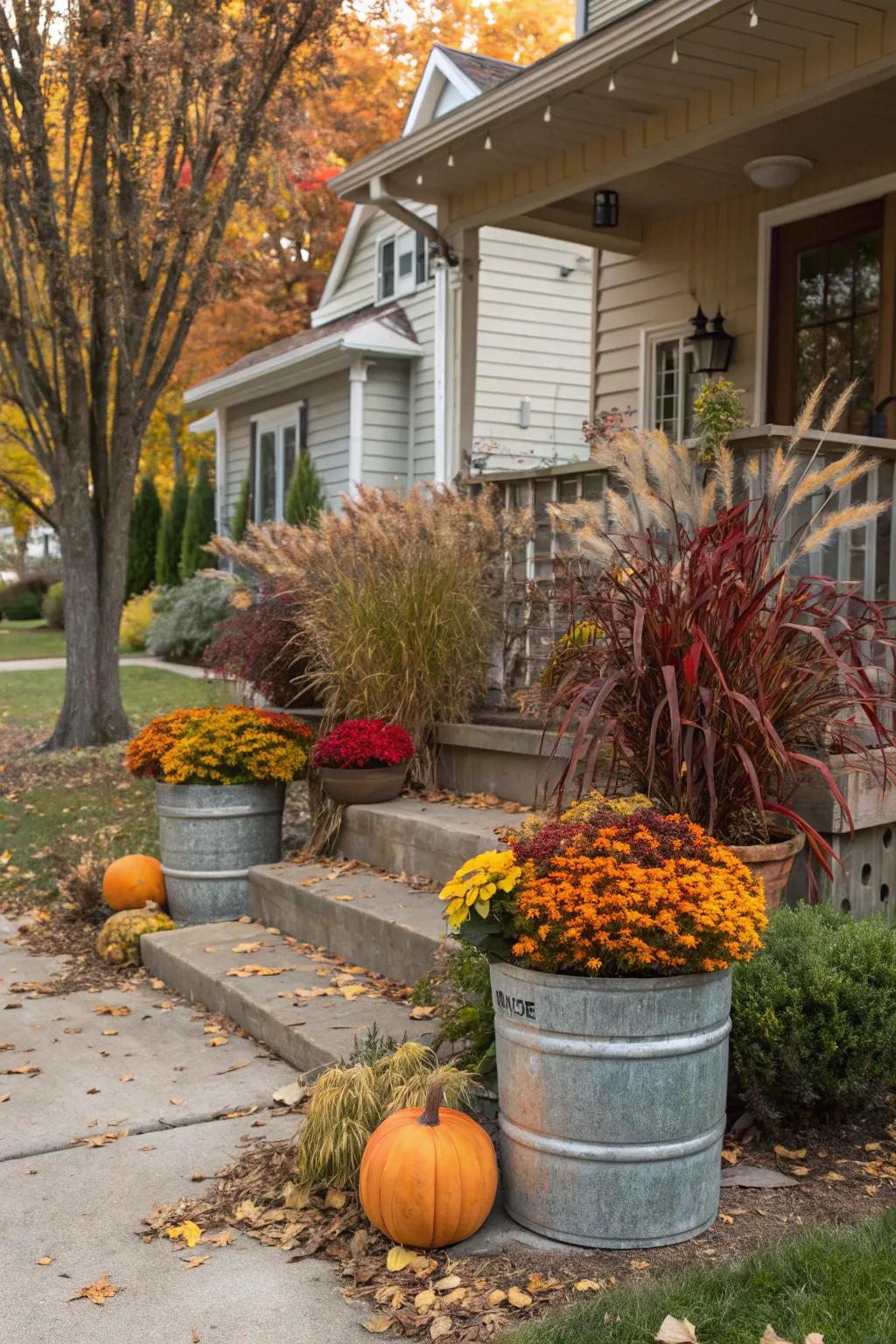 Use unique containers for a twist on fall planters.